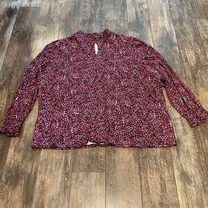 J. Jill Women's Top - Red and Black Patterned Blouse